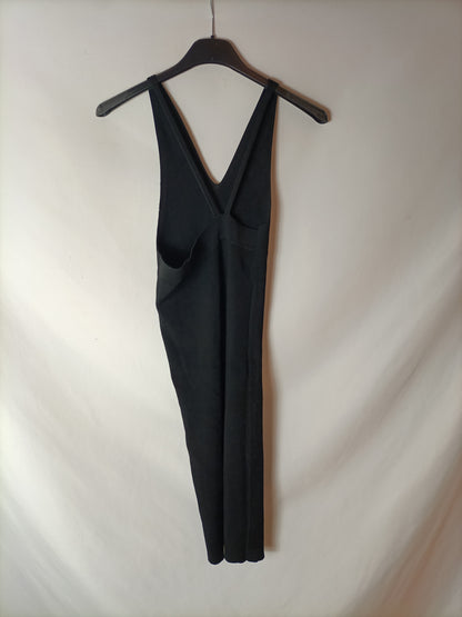 ZARA. Vestido negro canalé ajustado. T S