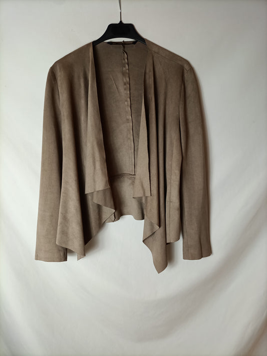 ZARA. Chaqueta beige antelina T.xs