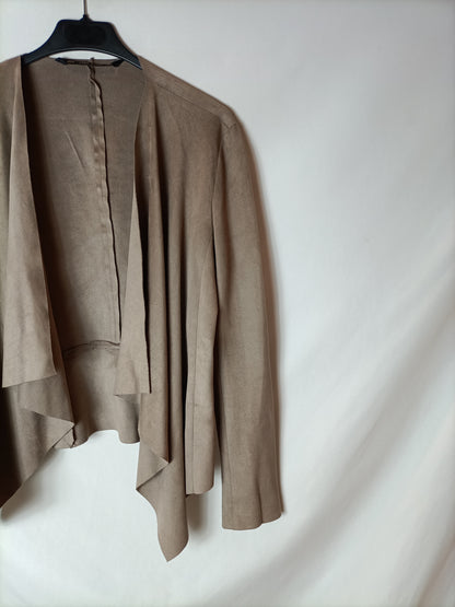 ZARA. Chaqueta beige antelina T.xs