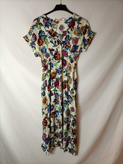 ZARA. Vestido midi flores T.s