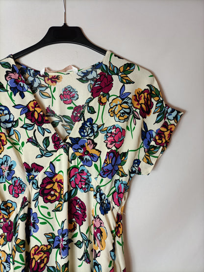 ZARA. Vestido midi flores T.s