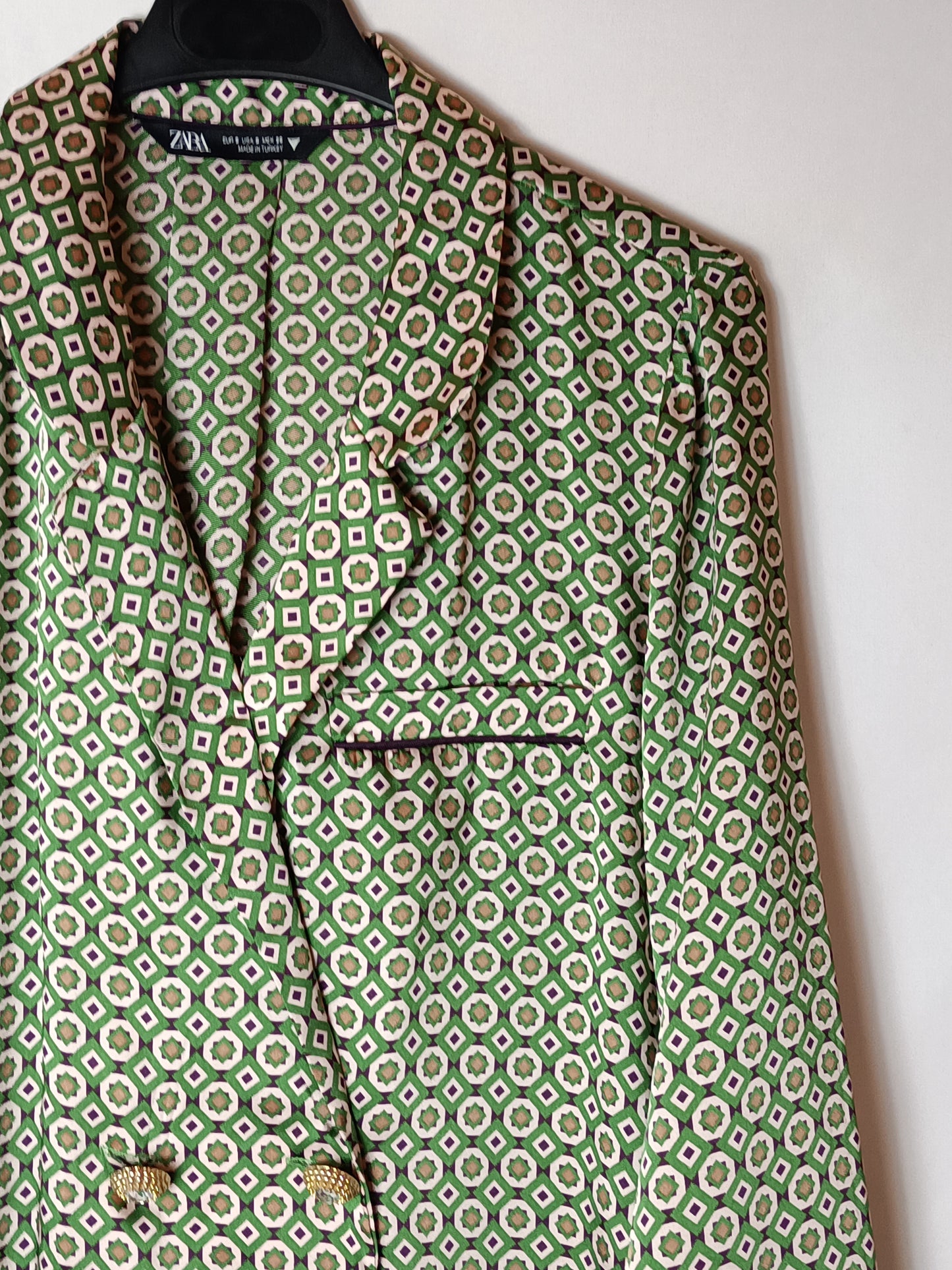 ZARA. Blusa tonos verdes cruzada T.s