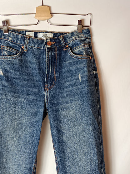 BERSHKA. Distressed denim trousers, size 34