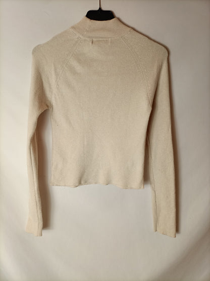 PULL&BEAR. Jersey beige cortito T.m