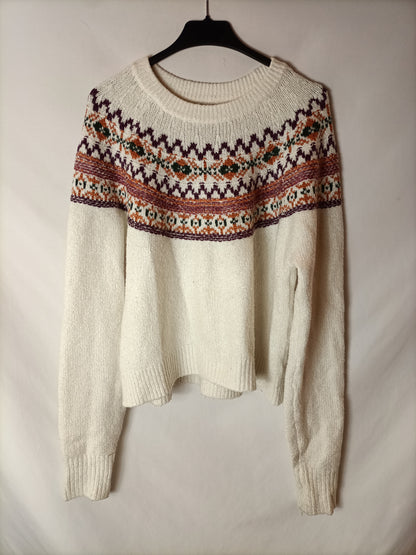 PULL&amp;BEAR. White sweater with TM design