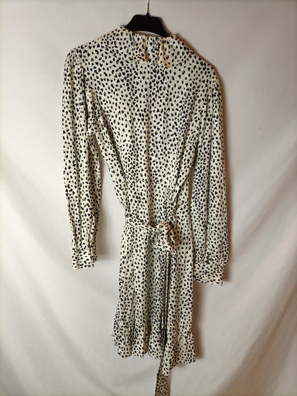 MAJE. Animal print wrap dress with ruffles. Size 1 (36)
