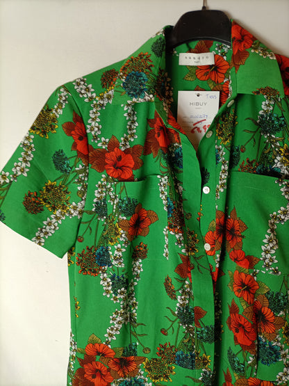 SANDRO.Mono largo verde flores T.34