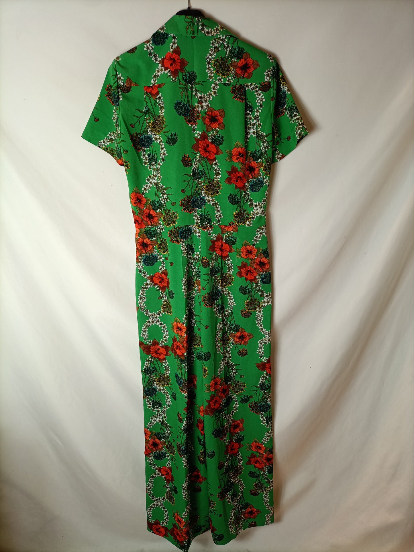 SANDRO.Mono largo verde flores T.34