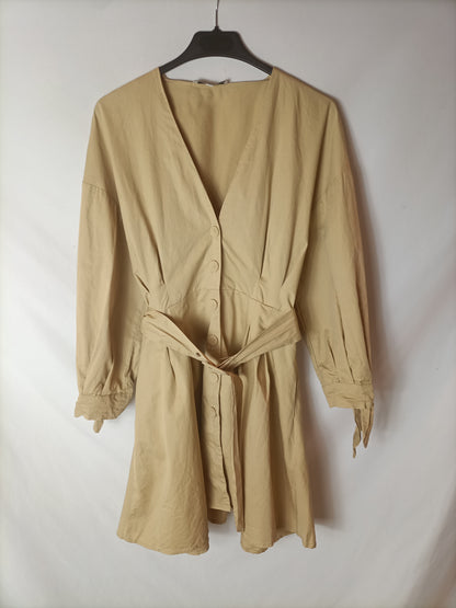 ZHDH. Beige buttoned Ts dress