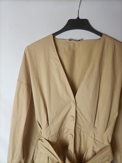 ZHDH. Beige buttoned Ts dress