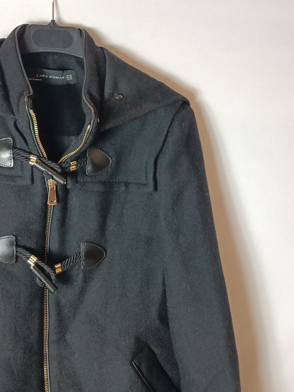 ZARA. Trenca negro paño T.xs