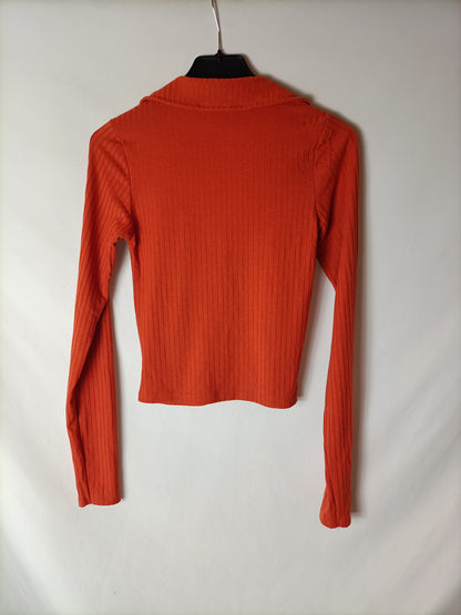 STRADIVARIUS. Top  naranja canalé T.s