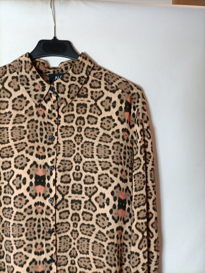 ALIX. Total look: Animal print blouse and skirt. Size XS