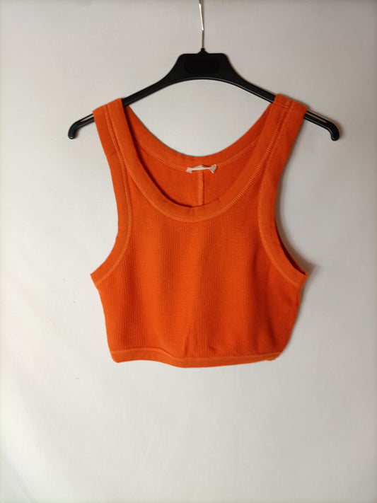 AMERICAN VINTAGE. Crop top naranja estilo deportivo. T S