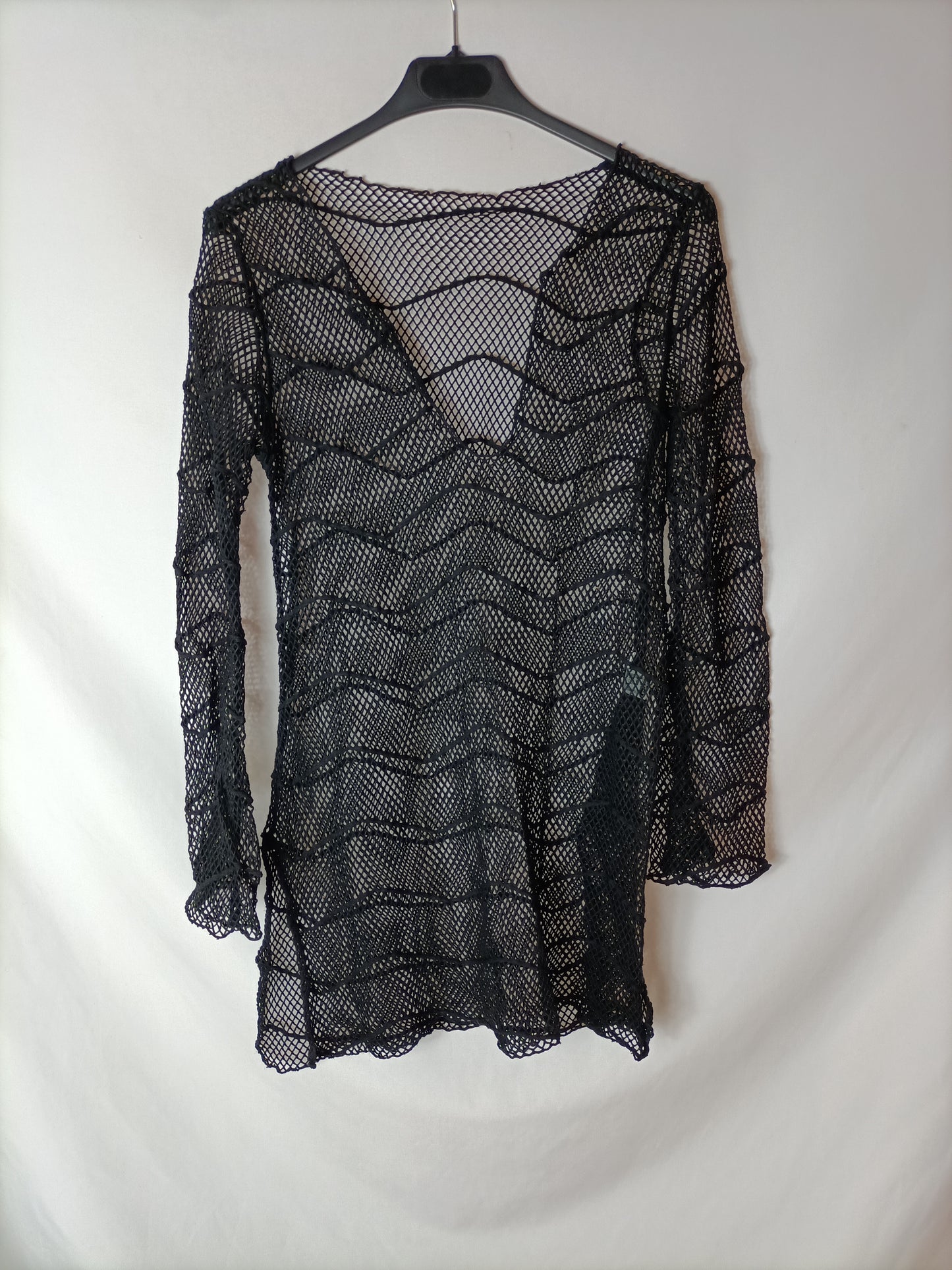 EMAR. Vestido negro corto rejilla. T S/M