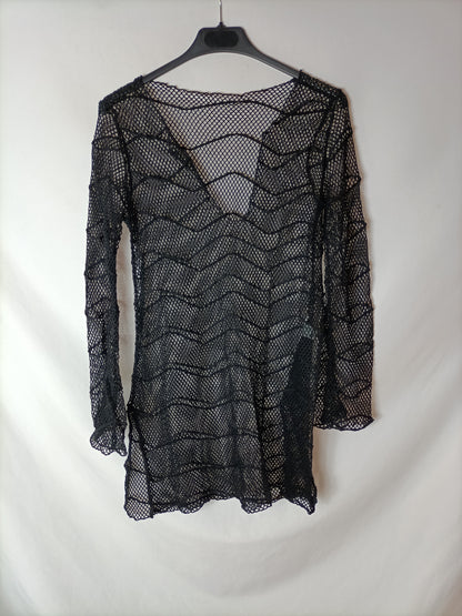 EMAR. Vestido negro corto rejilla. T S/M