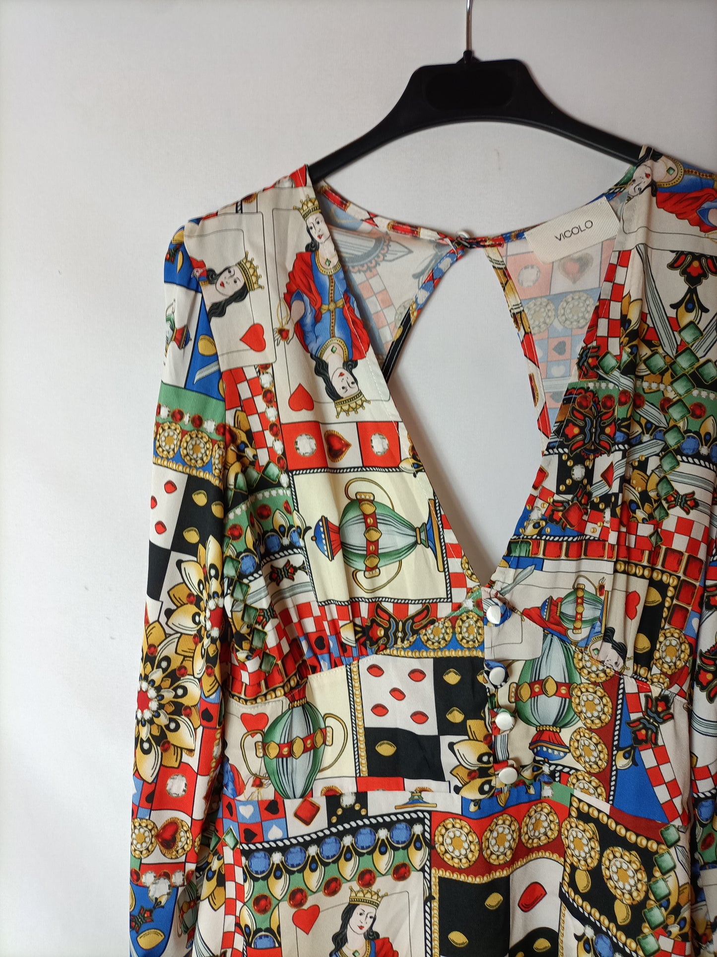 VICOLO. Vestido fluido estampado apertura espalda. T S