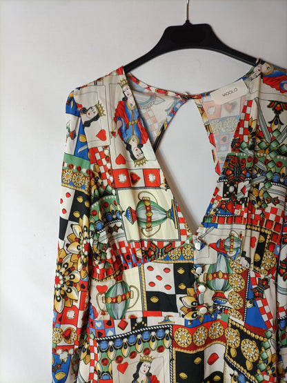 VICOLO. Vestido fluido estampado apertura espalda. T S