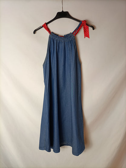 SIS DRESSES. Denim halterneck dress. Size 40
