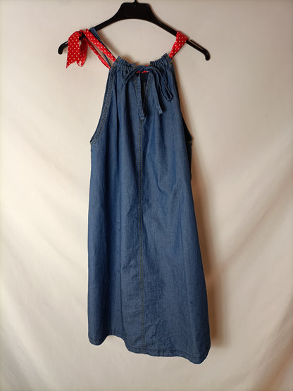 SIS DRESSES. Denim halterneck dress. Size 40