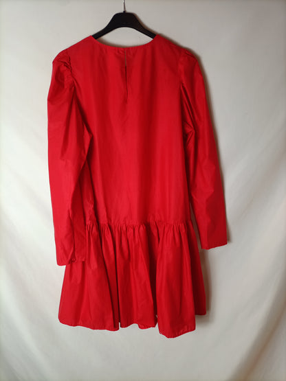 H&M. Vestido rojo volante T.40