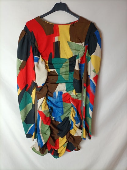 ZARA. Vestido fruncido colores T.l