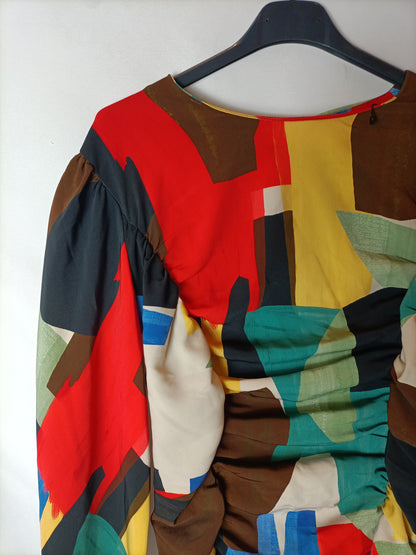 ZARA. Vestido fruncido colores T.l