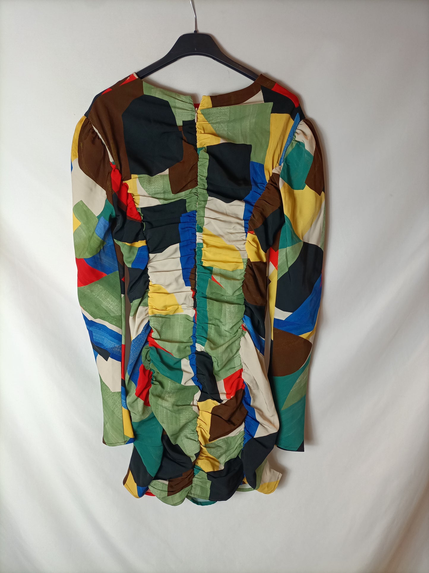ZARA. Vestido fruncido colores T.l