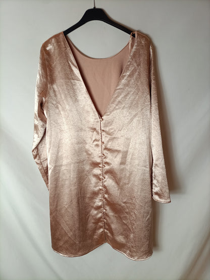 ZARA. Short pink satin dress TL