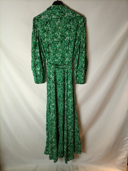 ZARA. Vestido camisero verde T.s