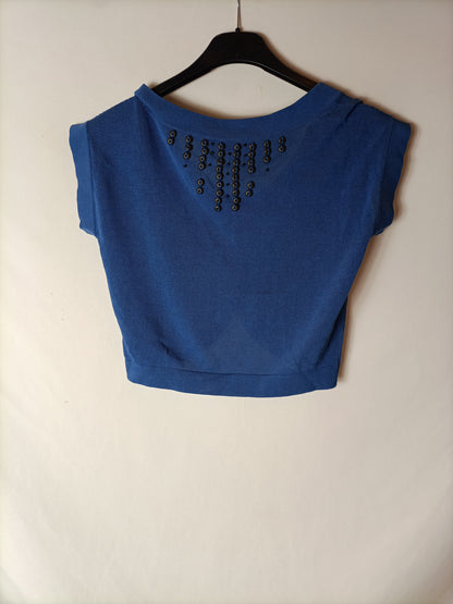 BOTTEGA VENETA. Blue thread torerita with back detail. TS