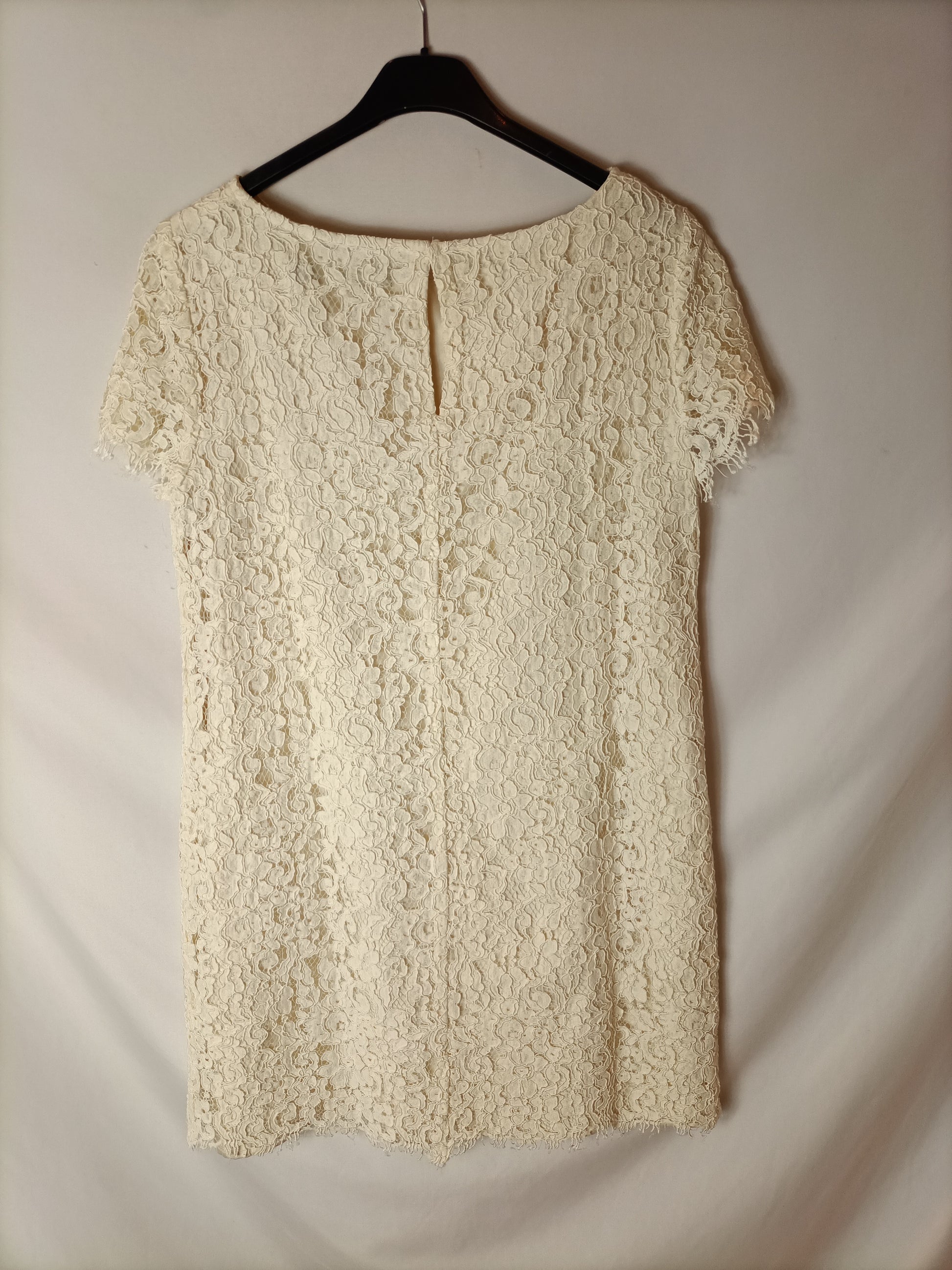 beige lace dress zara SHIMMER LACE DRESS - Beige