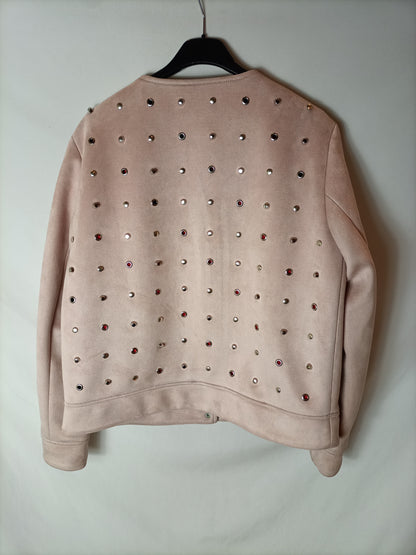 ZARA. Chaqueta rosa tachulas T.l