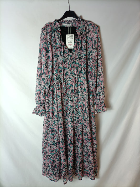 PULL&BEAR. Vestido largo flores T.m
