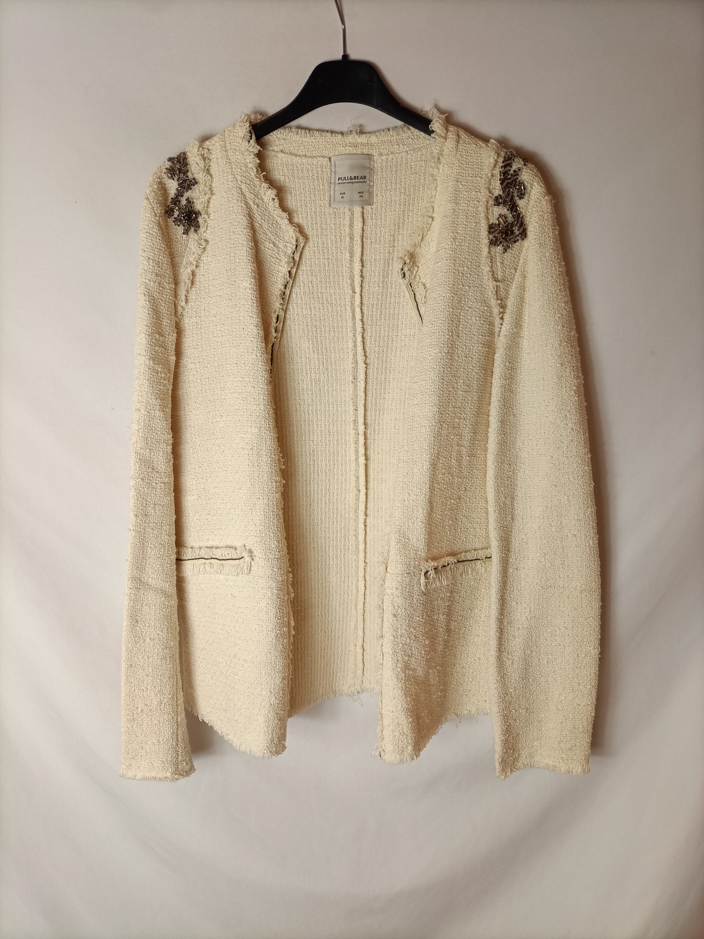PULL&BEAR. Chaqueta beige tweed T.m