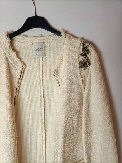PULL&BEAR. Chaqueta beige tweed T.m