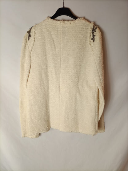 PULL&BEAR. Chaqueta beige tweed T.m