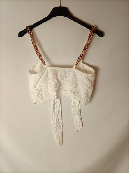 OTRAS. Croptop banco troquelado  T.u(s/m)