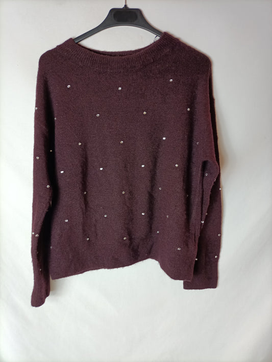H&amp;M. Sparkly burgundy sweater. XS (S)
