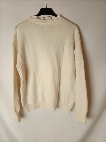 OTRAS. Jersey beige detalle cuello. T S/M