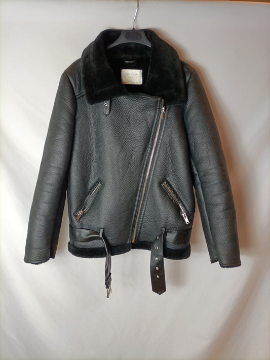 ZARA. Abrigo estilo biker T.m