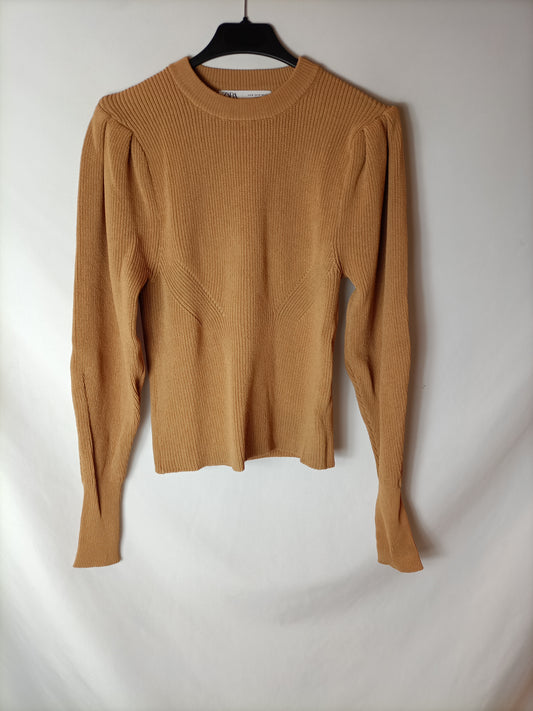 ZARA. Jersey camel mangas T.m