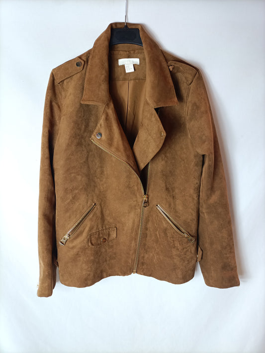 H&amp;M. Brown Suede Biker Size 38