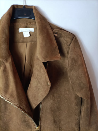 H&M. Biker marrón antelina T.38