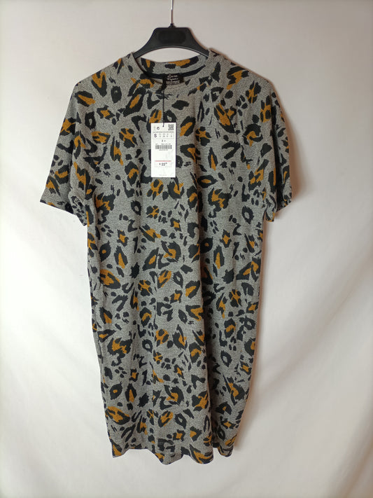 ZARA. Gray animal print dress Ts