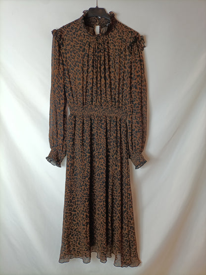 ZARA. Vestido midi animal print T.m