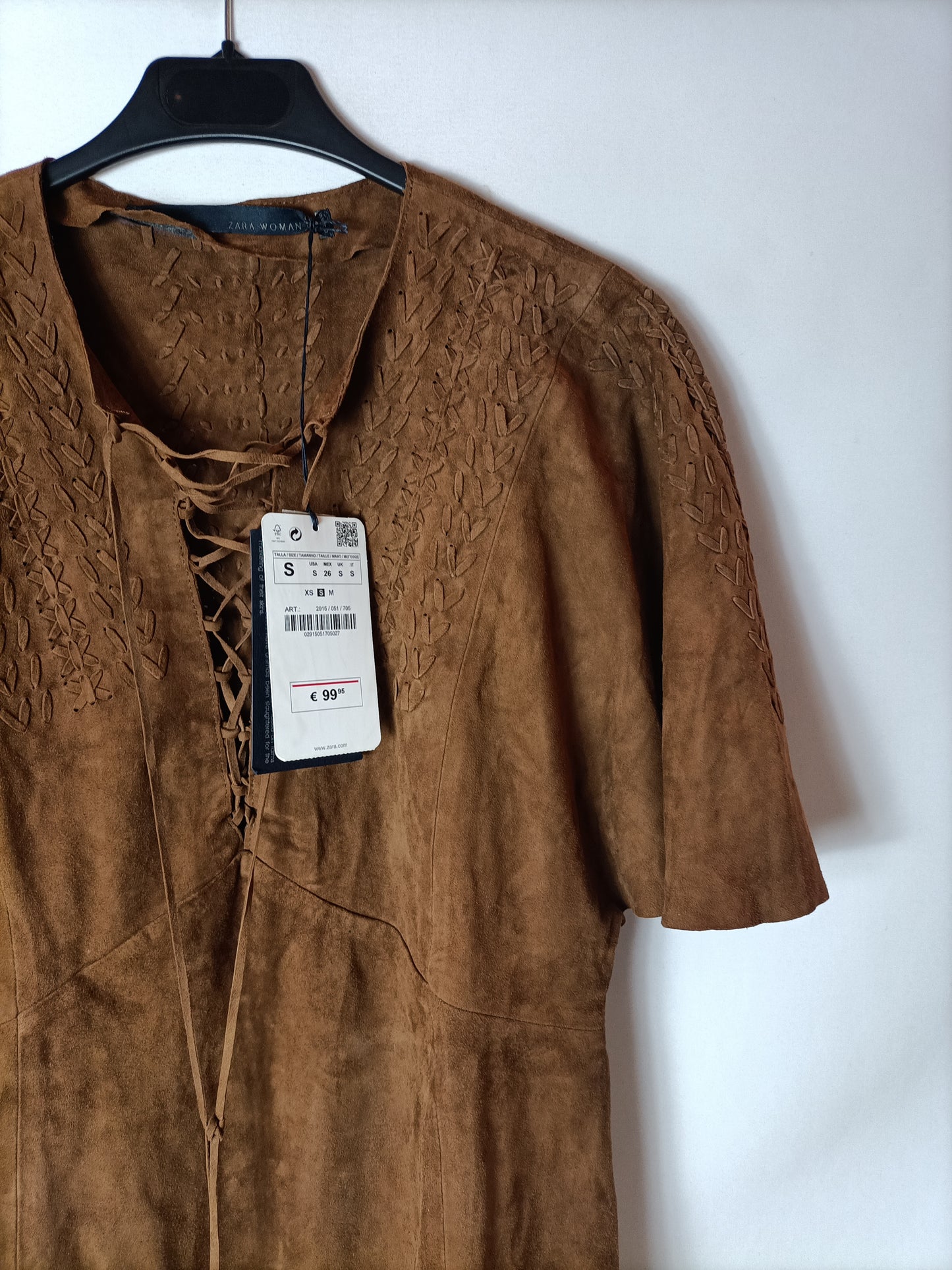 ZARA. Brown leather Ts dress