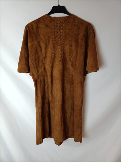 ZARA. Brown leather Ts dress