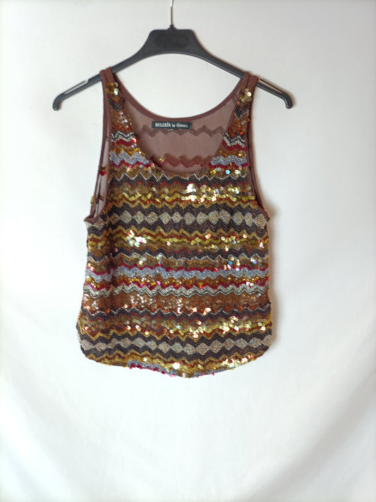 BULERIA by Flamenco. Top lentejuelas detalle espalda. T L/XL (S)