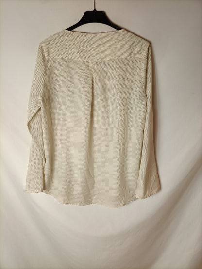 ZARA. Blusa  beige fluida lunares. T S